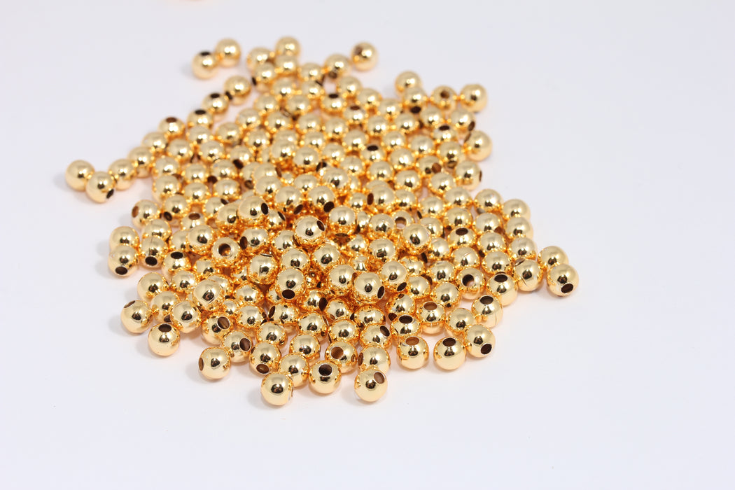 5mm 24k Shiny Gold Ball Beads, Gold Spacer Ball Beads, BXB402