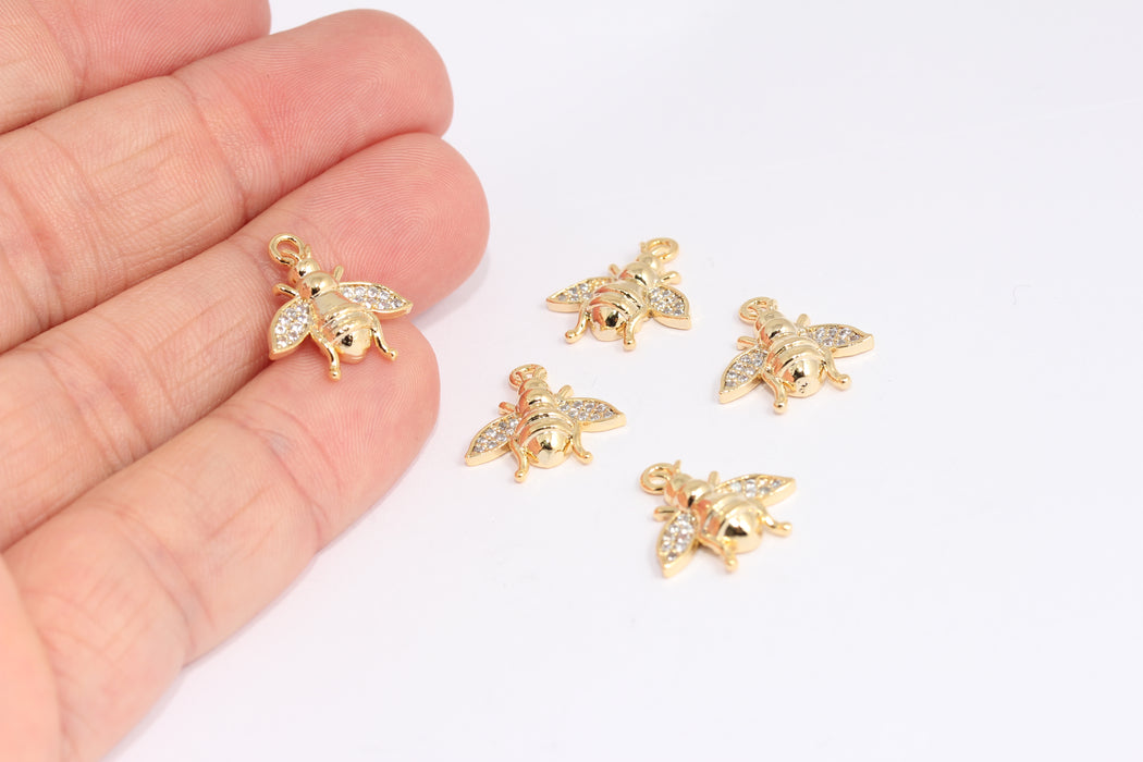 Shiny Gold CZ Bee Charm