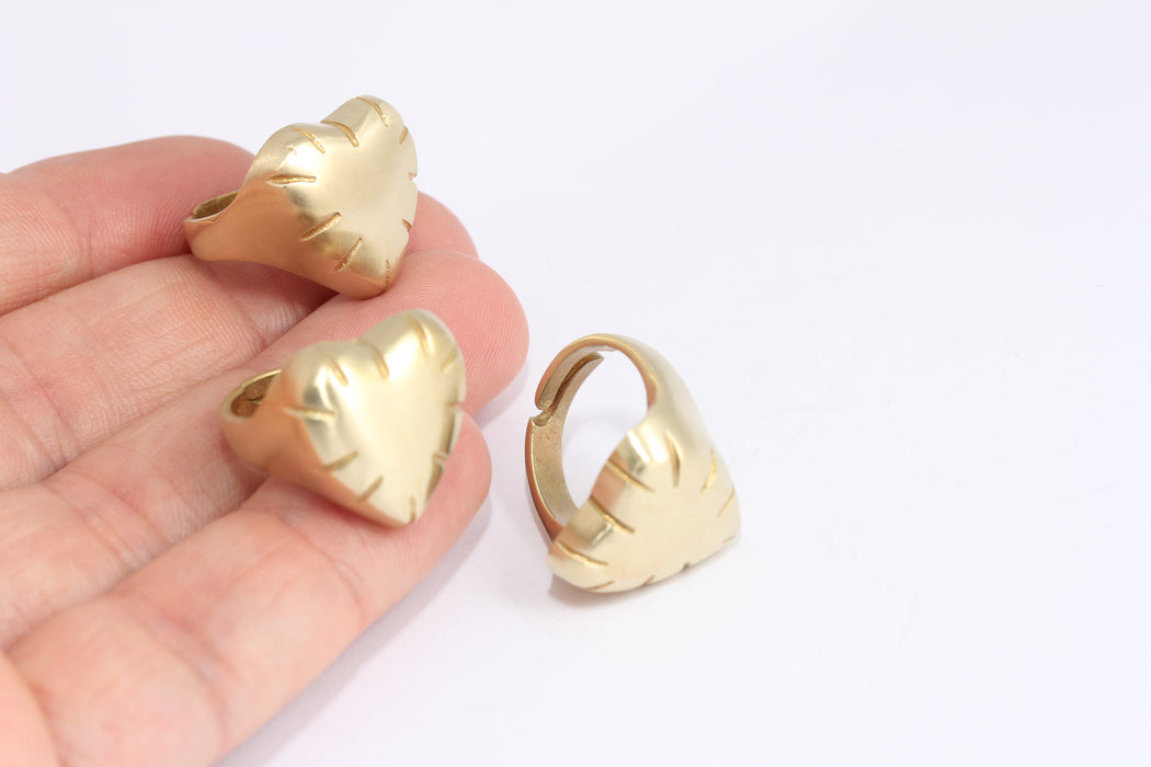 16-17mm Raw Brass Heart Ring, Stamping Heart Shaped Ring, KDR128