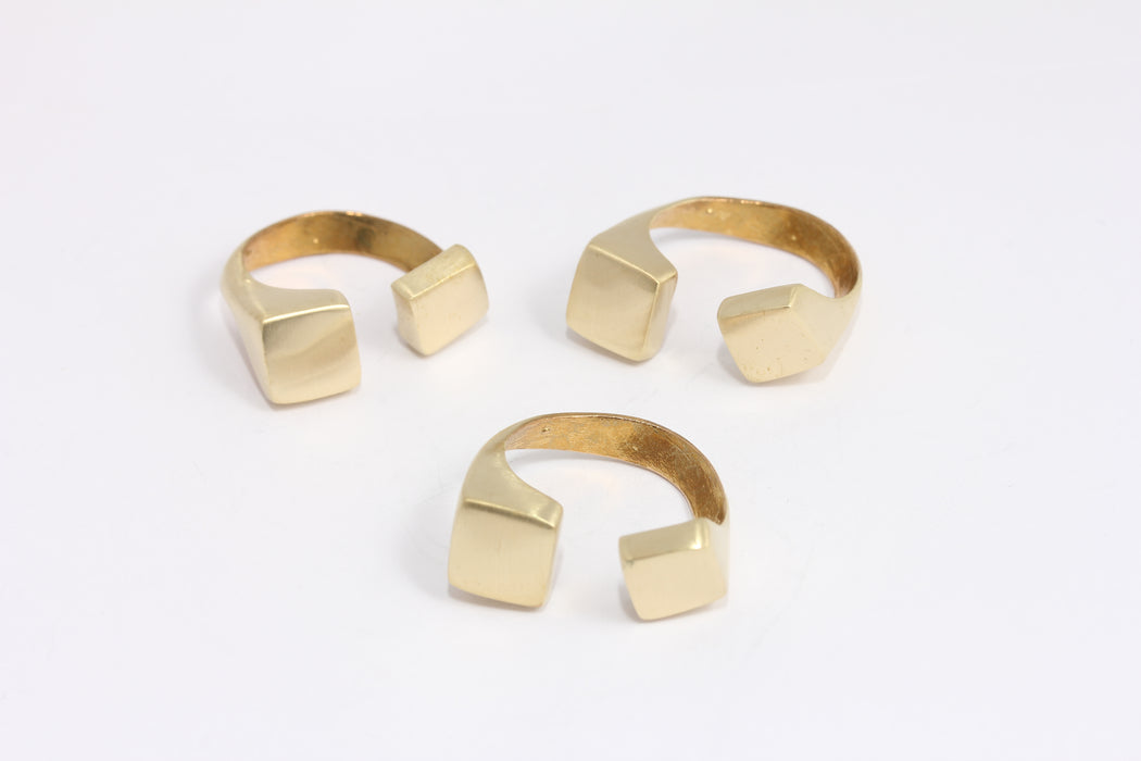 17-18mm Raw Brass Cube Ring, Double Cube Bar Rings, KDR33