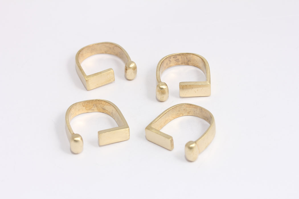16-17mm Raw Brass Cube Ring, Geometric Brass Rings, KDR88