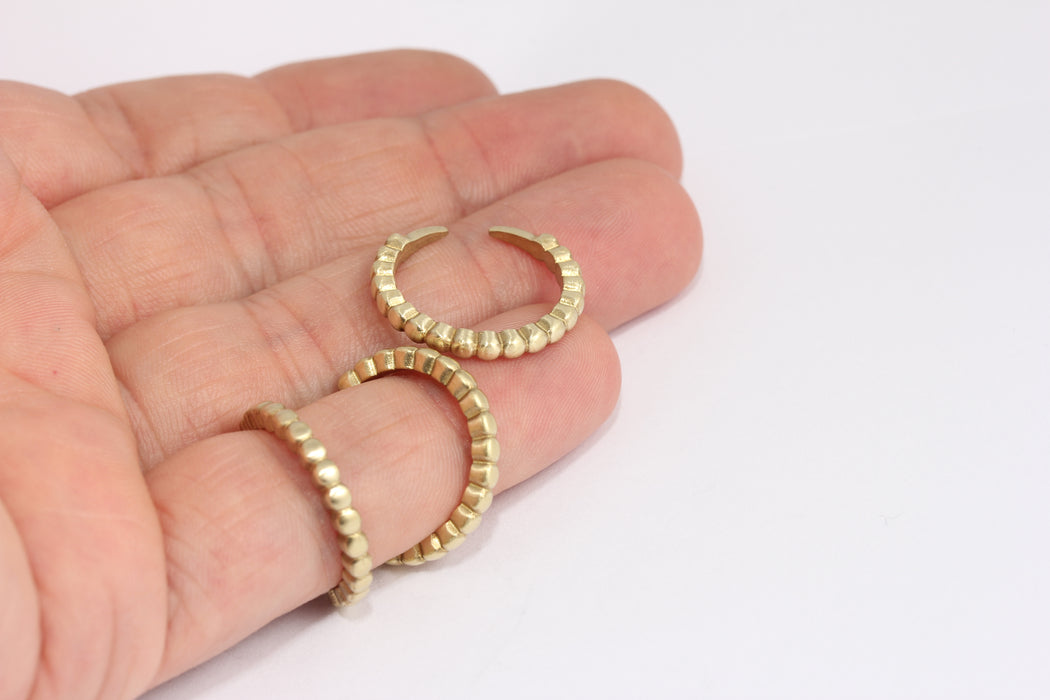 16-17mm Raw Brass String Rings, Adjustable Ring Settings, KDR203