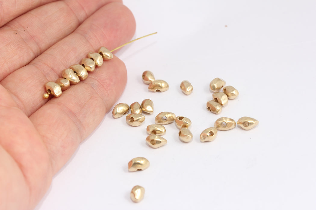 4x7mm Raw Brass Spacer Beads, Irregular Shape Beads, KDR155