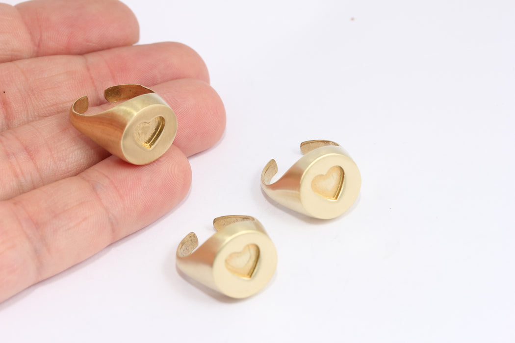 17 mm Ham Pirinç Kalp Yüzük, Çerçeve Kalp Yüzük Ayarları, KDR36