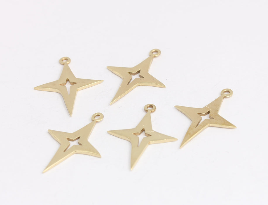 Brass North Star Charms