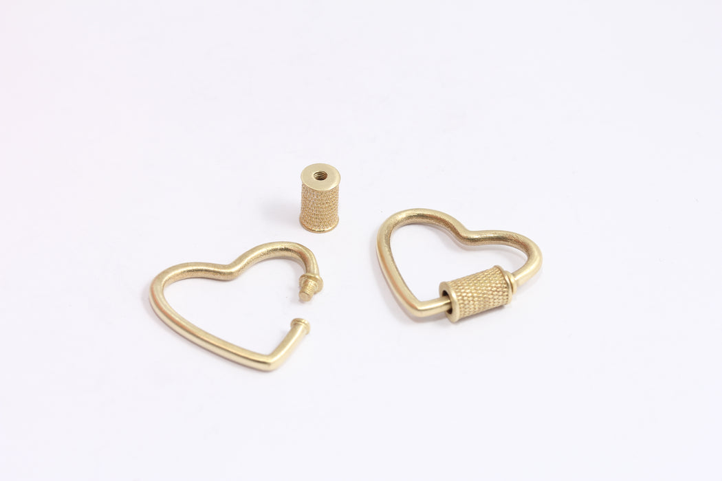 Brass Heart Screw Clasp