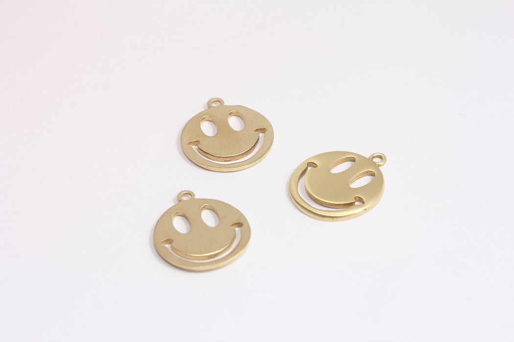 19x22 mm Ham Pirinç Gülümseme Tılsımları, Gülümseme Kolye Ucu, KDR43