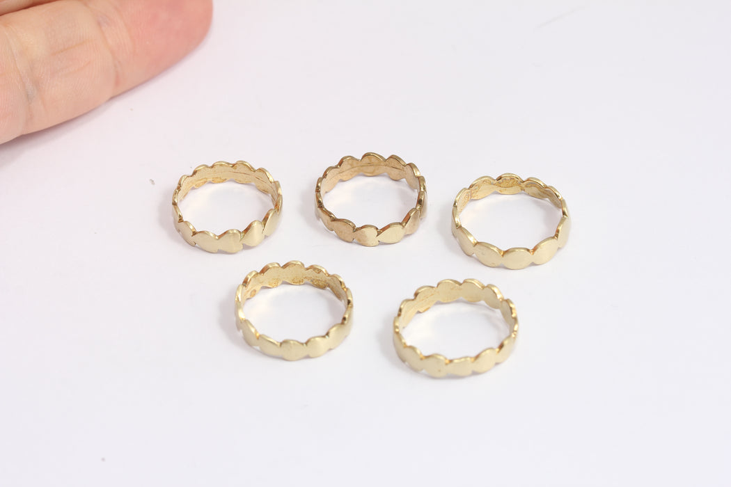 Inner 15mm Raw Brass Closed Heart Rings, Dainty Heart Rings, KDR152