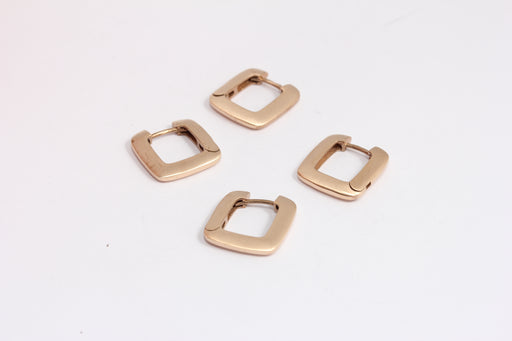 Earrings, Brass Squared Hoops