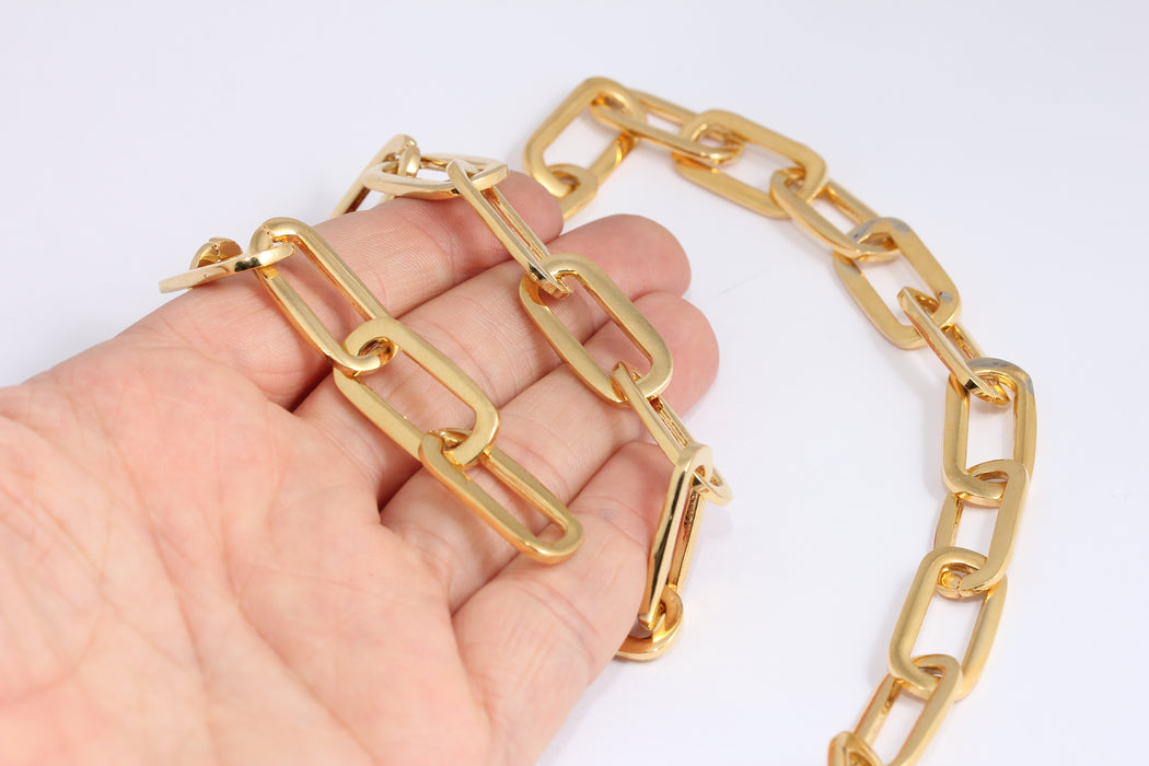 13x26mm 24k Shiny Gold Link Chain, Gold Chunky Link Chain, BXB169-3