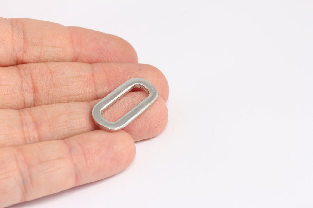 Ciondolo a maglie ovali placcate in rodio da 13x26 mm, ciondoli per connettori, KDR188