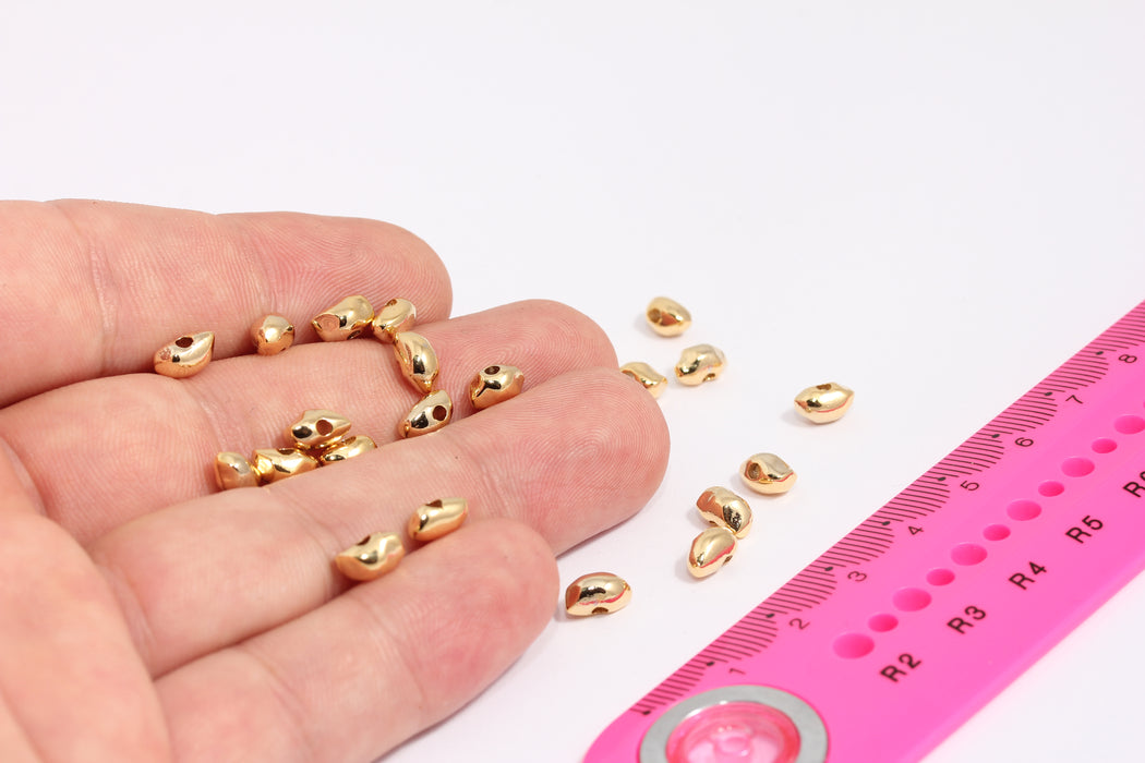 4x7mm 24k Shiny Gold Spacer Beads, Irregular Shape Beads, XP519