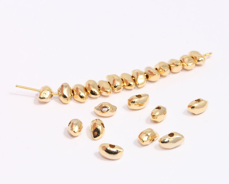 4x7mm 24k Shiny Gold Spacer Beads, Irregular Shape Beads, XP519