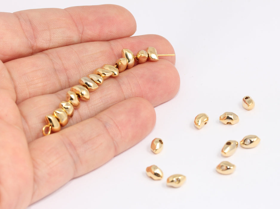 4x7mm 24k Shiny Gold Spacer Beads, Irregular Shape Beads, XP519