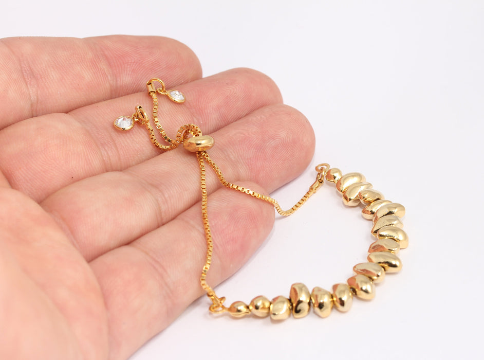 7'' 24k Shiny Gold Beaded Bracelet, Ready Bracelet With Oval Beads, KDR15