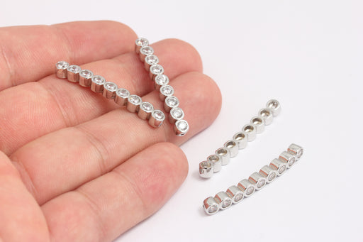 Rhodium Plated CZ Bracelet Tube