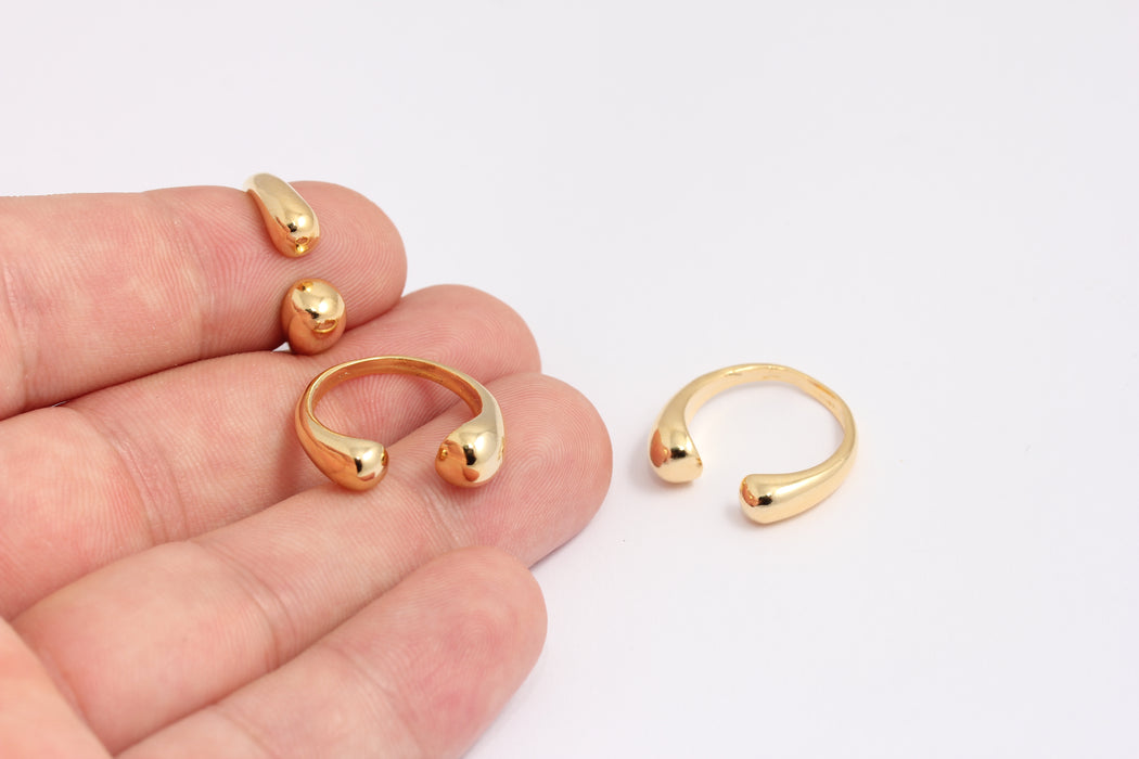 16-17mm 24k Shiny Gold Ball Ring, Gold Open Minimalist Ring, XP523