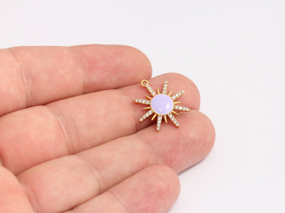 Shiny Gold CZ Sun Charms