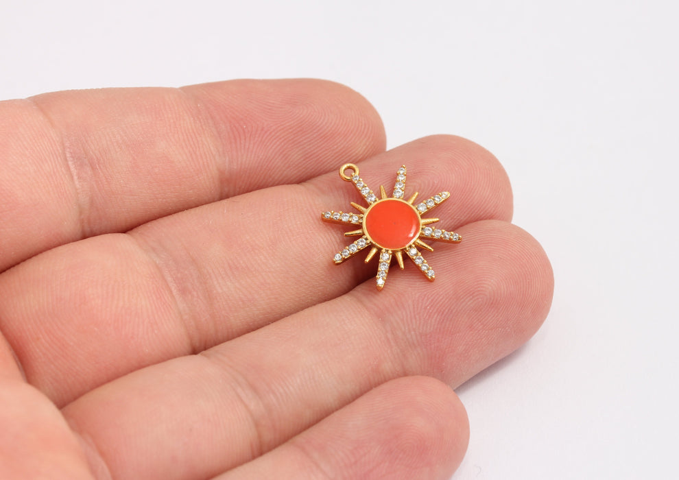 Shiny Gold CZ Sun Charms