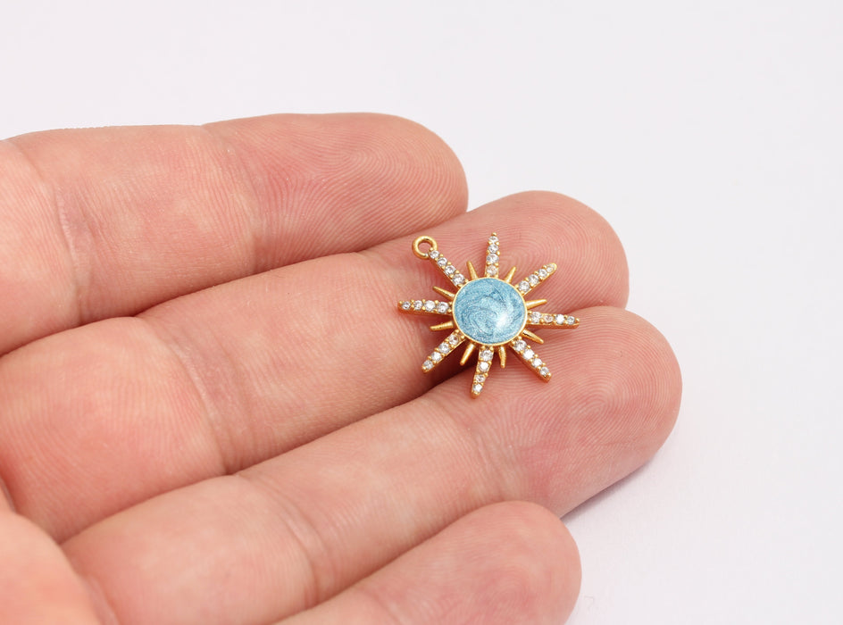 Shiny Gold CZ Sun Charms