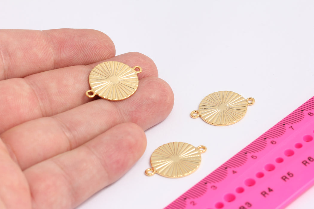 19x26mm 24 Ayar Parlak Altın Güneş Tılsımları, İki Delikli Boncuklar, XP524