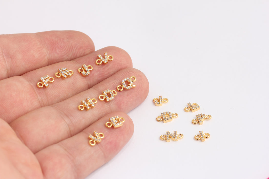 CZ Letter Charms, Micro Pave Letters