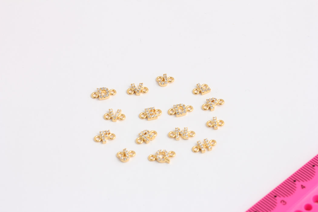 CZ Letter Charms, Micro Pave Letters