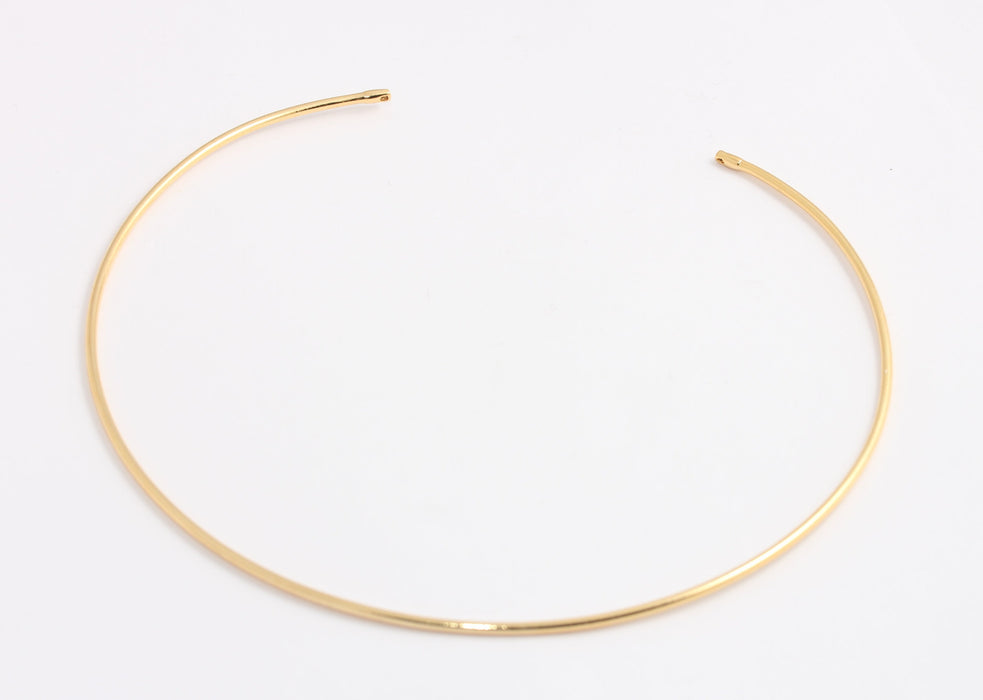 24k Shiny Gold Plated Wire Choker Necklace, Open Cuff Necklace, BXB404-1