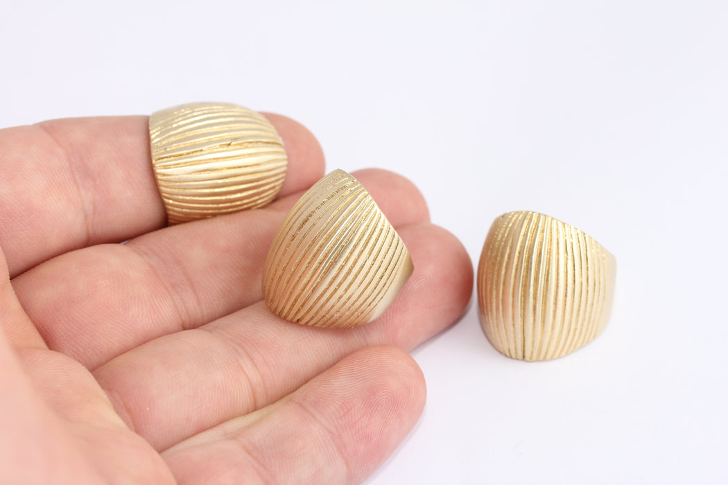 17-18mm Raw Brass Band Ring, Statement Shell Ring, XP532