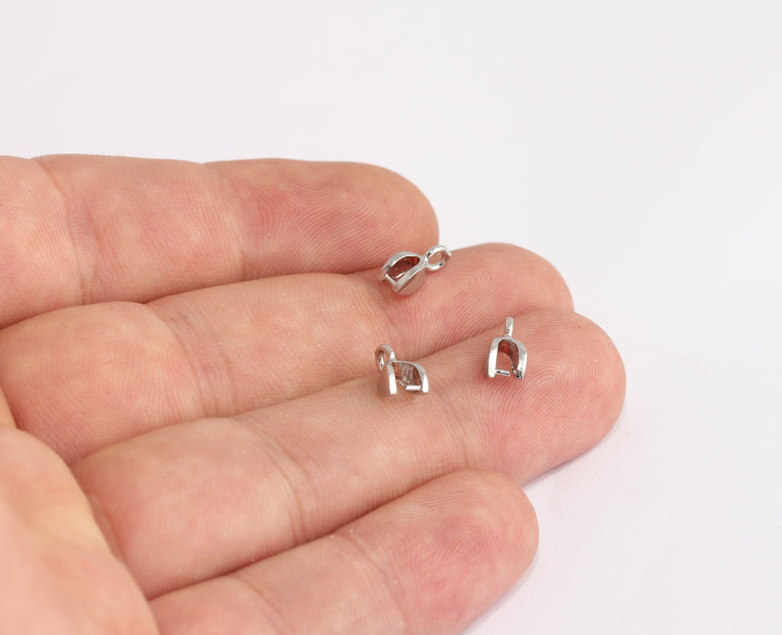Ganci a pizzico placcati in rodio 4x9 mm, ganci pendenti, connettori, XP536