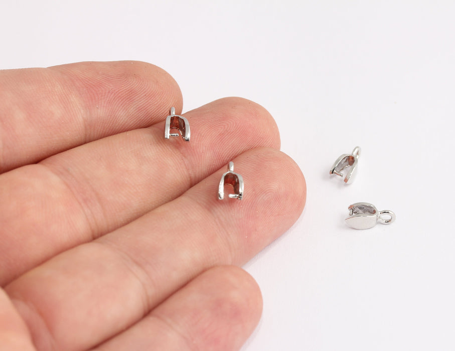 Ganci a pizzico placcati in rodio da 5x10 mm, ganci pendenti, connettori, XP537