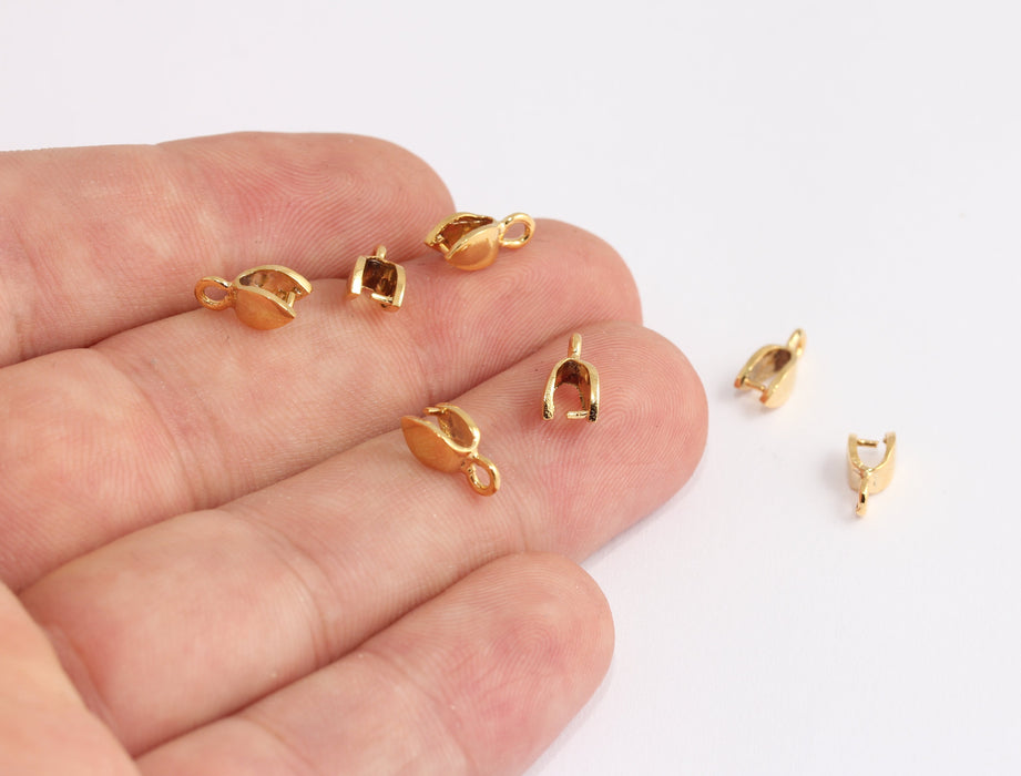 5x10mm 24k Shiny Gold Pinch Bails, Pendant Bails, Connectors, XP538