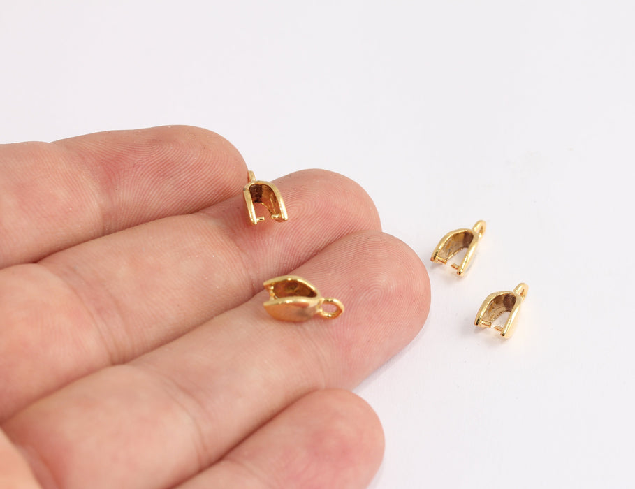 5x11mm 24 Ayar Parlak Altın Klipsler, Kolye Klipsleri, Konnektörler, XP540