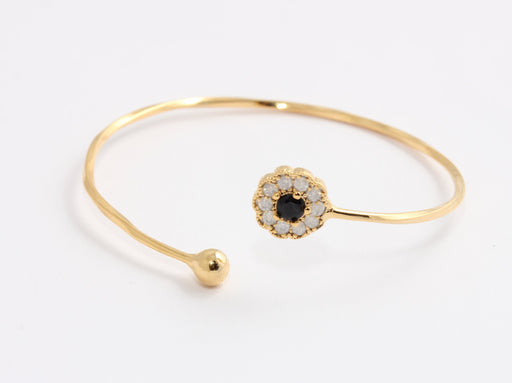 Shiny Gold CZ Flower Cuff