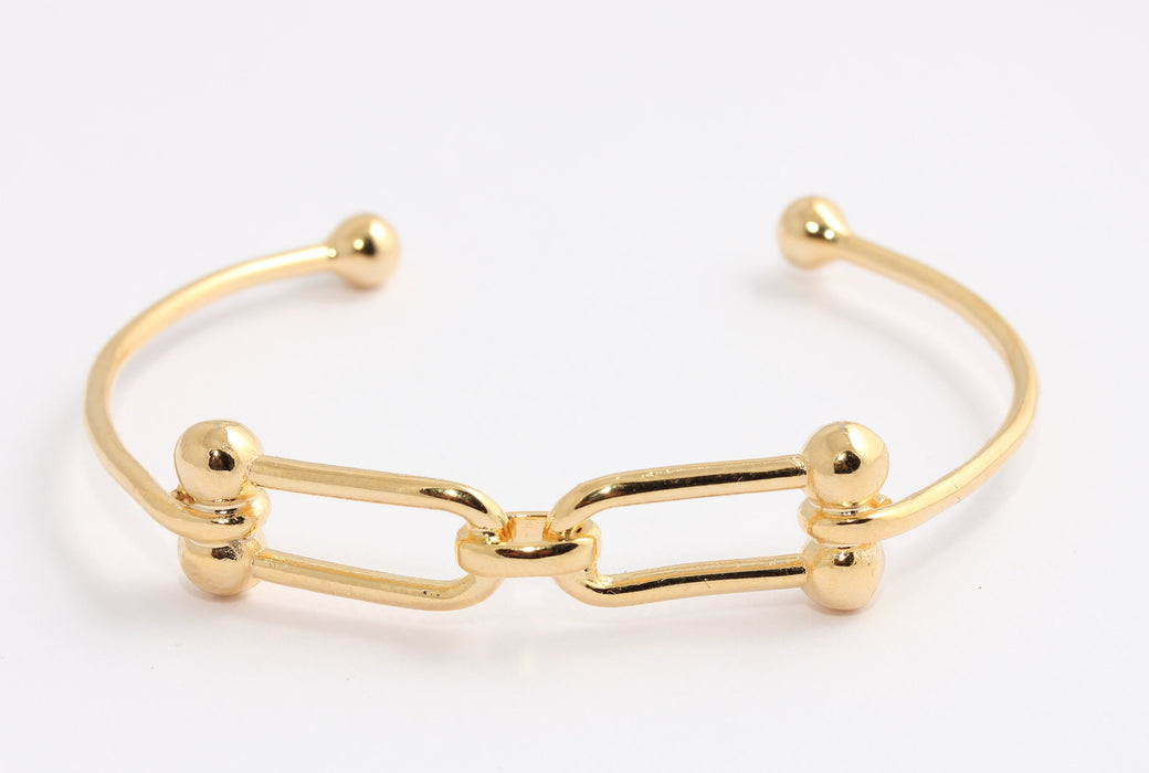 24k Shiny Gold Wire Bracelet, Chain Link Bracelet, BXB407-2