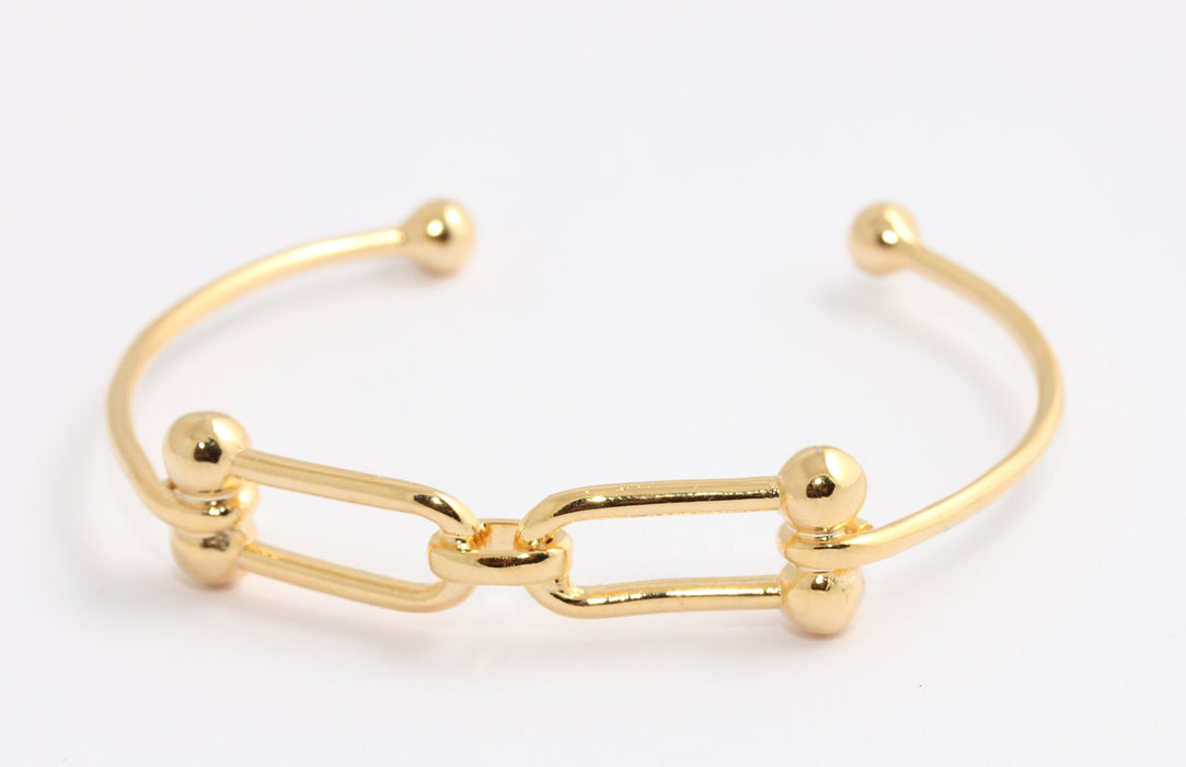 24k Shiny Gold Wire Bracelet, Chain Link Bracelet, BXB407-2