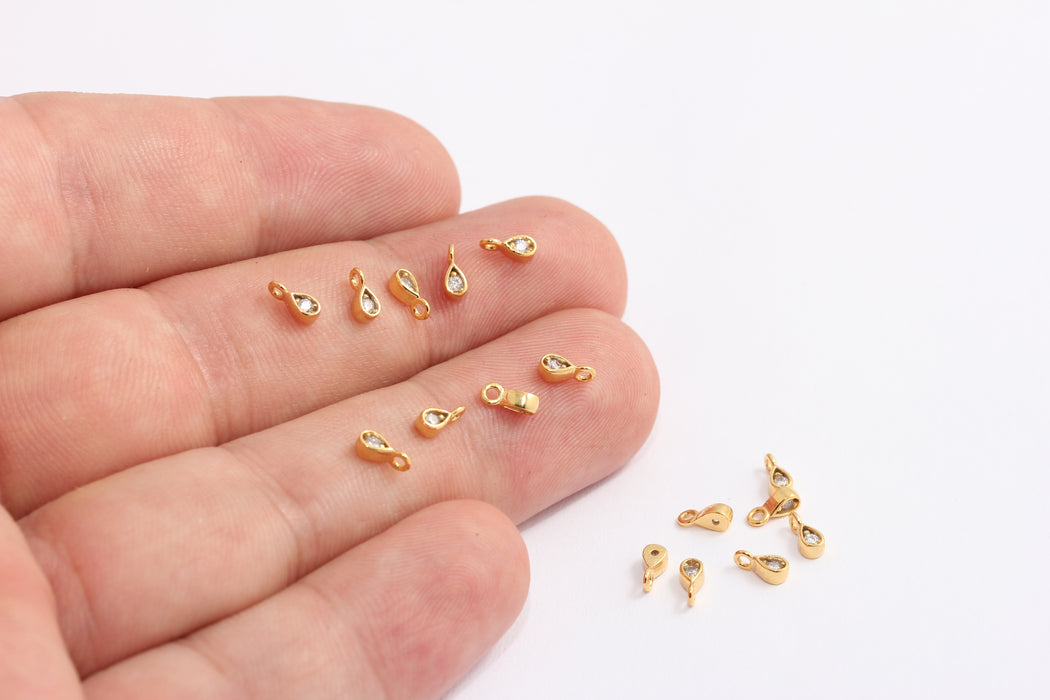 Shiny Gold CZ Drop Beads