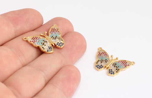 Shiny Gold CZ Butterfly Charms