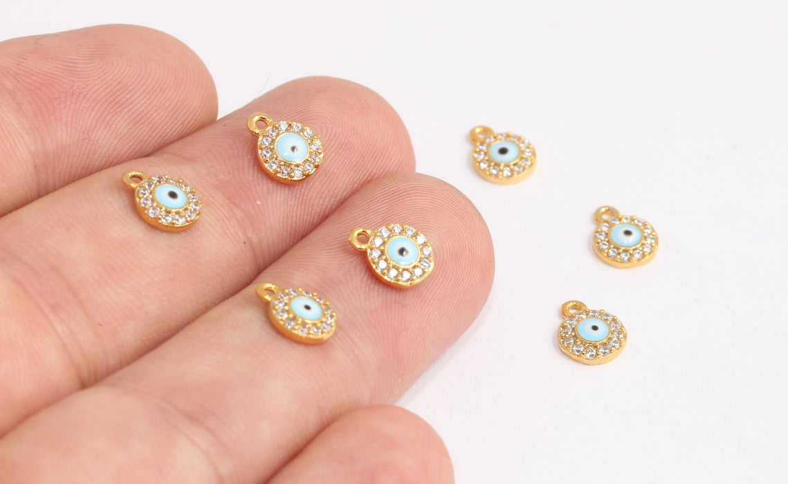 Shiny Gold CZ Evil Eye Drop