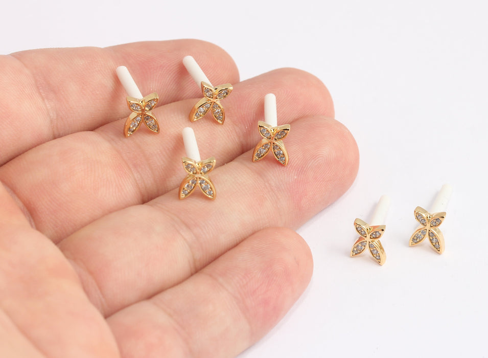 CZ Stud Earrings, Micro Pave Butterfly Studs
