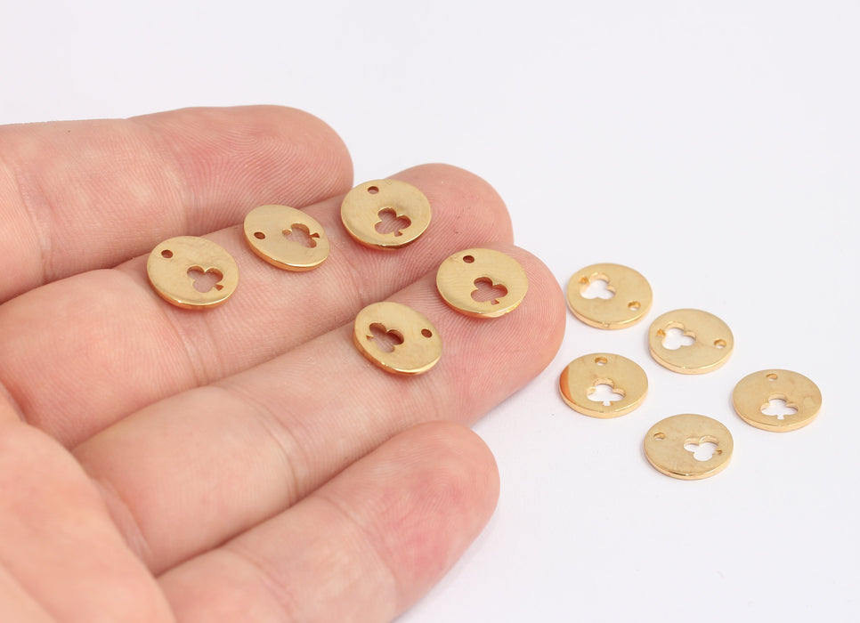Monete da gioco in oro lucido 24k da 11 mm, perline con simbolo di fiori, KDR163-2