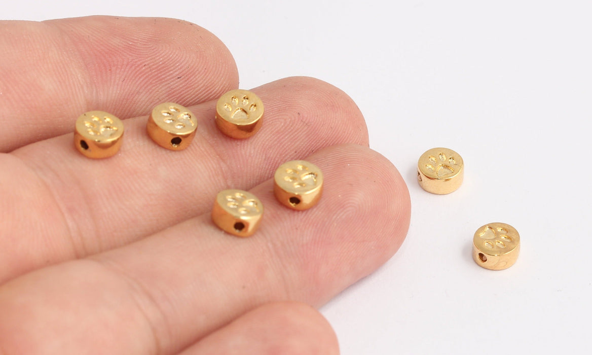 3,5x7mm 24 ayar Parlak Altın Kedi Pençesi Boncukları, Pençe Bilezik Takıları, KDR61