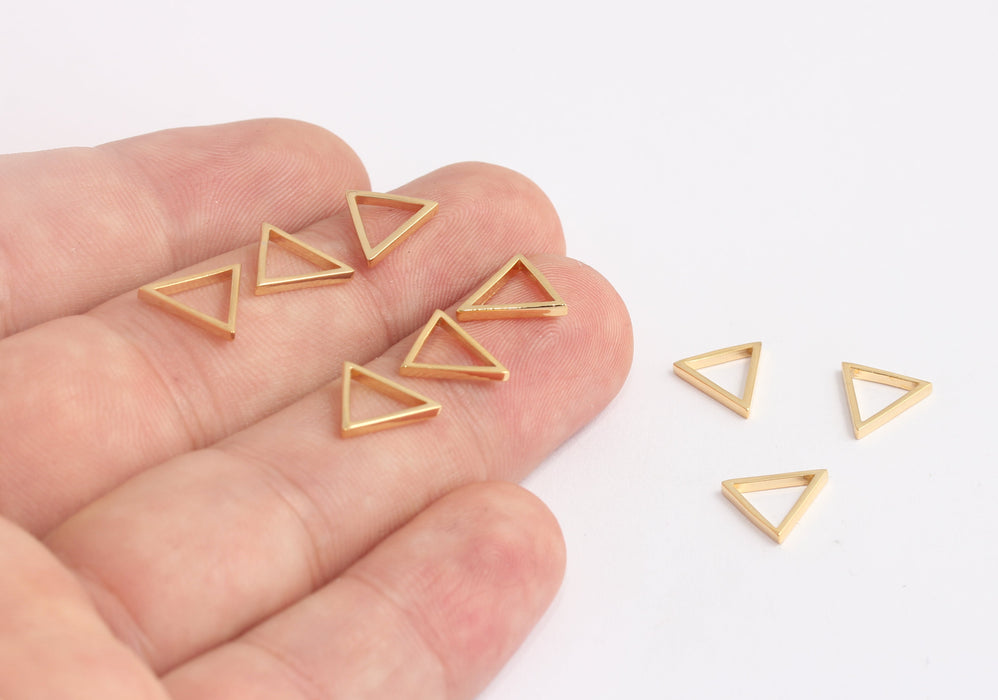9mm 24k Shiny Gold Triangle Charms, Triangle Bracelet Connector, KDR96-3