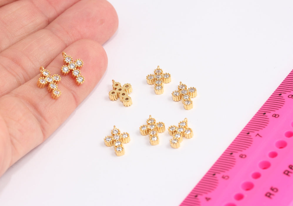Shiny Gold CZ Cross Charms