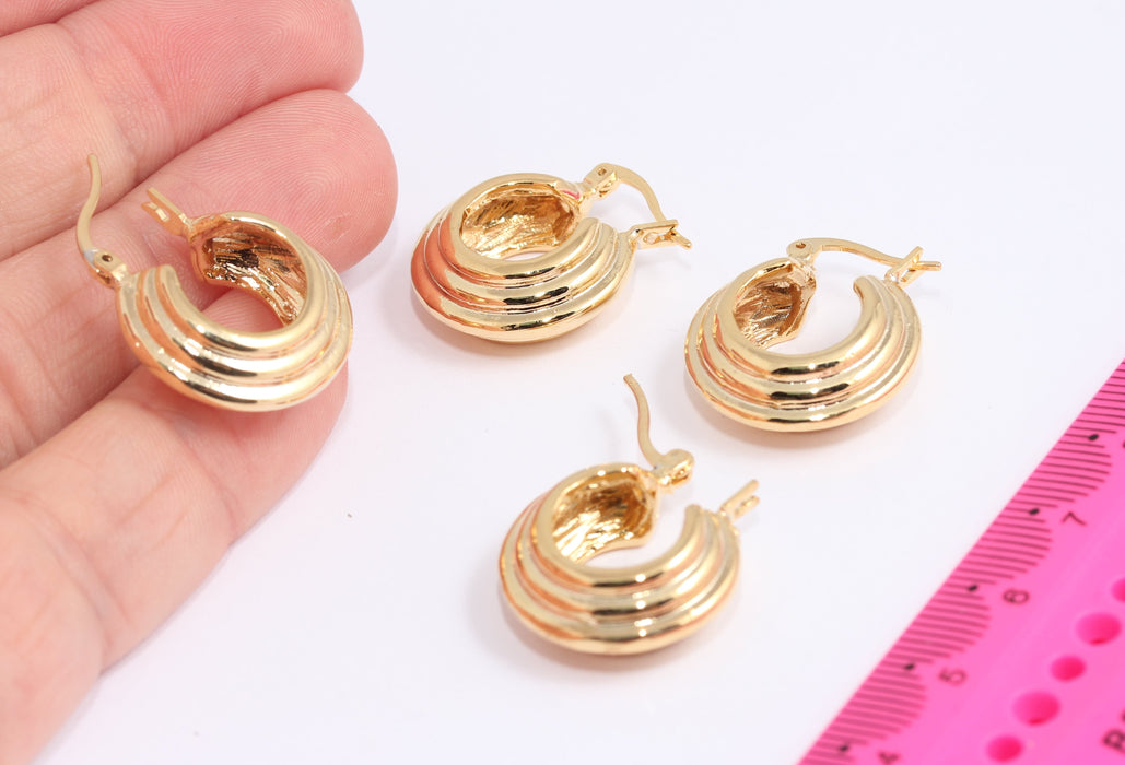 20mm 24k Shiny Gold Hoop Earrings, Wide Earring Hoops,  XP546