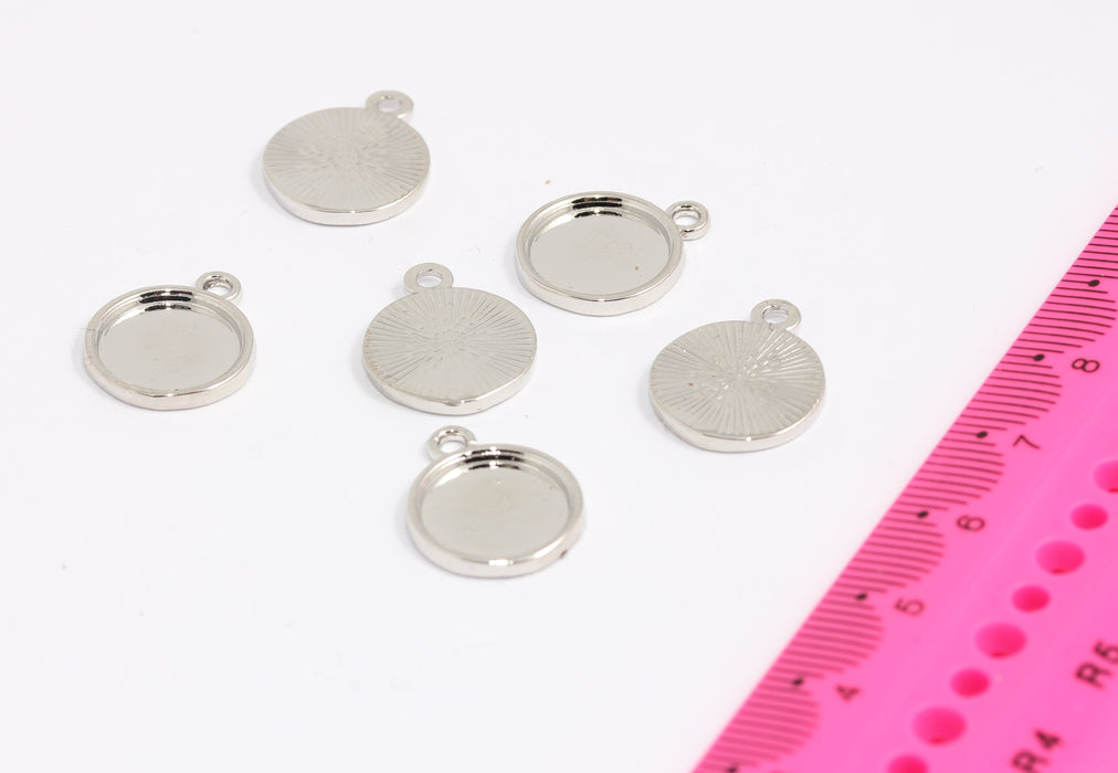 11,5 mm Rodyum Kaplama Madalyon, Gümüş Kabaşon Ayarları, KDR190