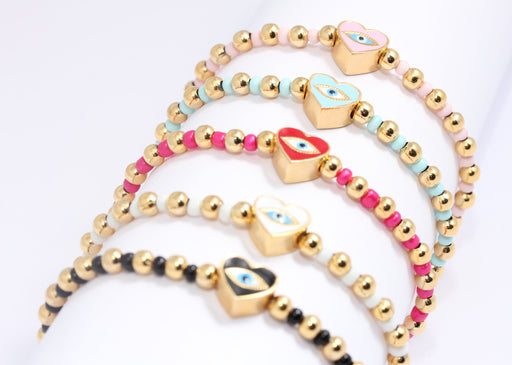 Shiny Gold Evil Eye Bracelet
