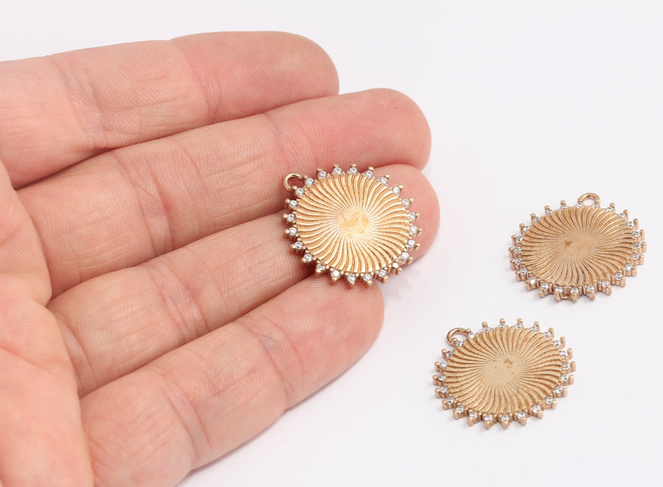 Brass CZ Sun Charms