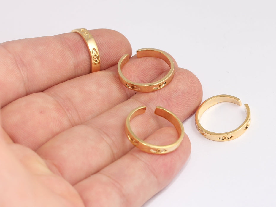 Anello con occhio in oro lucido 24k da 18-19 mm, anelli con occhio sovrapponibili in oro, MLS376