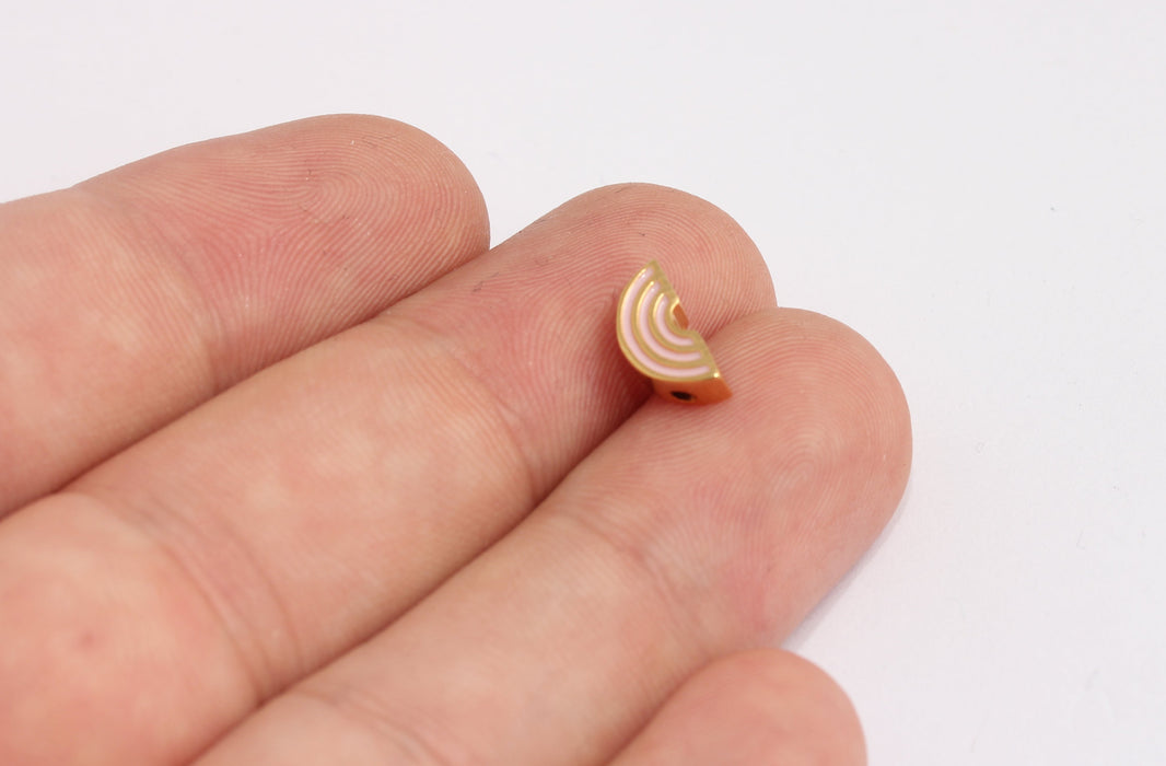5x11mm 24 Ayar Parlak Altın Yarım Daire Tılsımlar, Pembe Yarım Ay Tılsımlar, MLS414-1